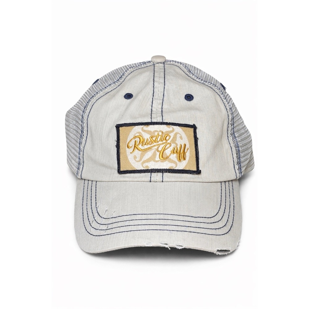 Unisex Rustic Cuff Trucker Hat Distressed Mesh Cap Beige Adjustable